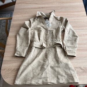 Zara Beige Button-Up Shirt Dress
